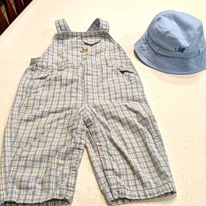 GYMBOREE overalls and matching reversible hat